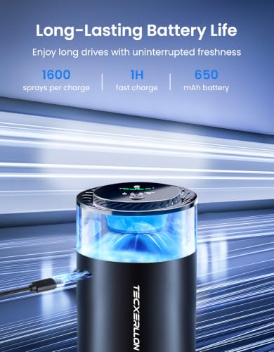 Image of TECXERLLON Smart Car Air Freshener Diffuser with Ambient Light, 2 Refills
