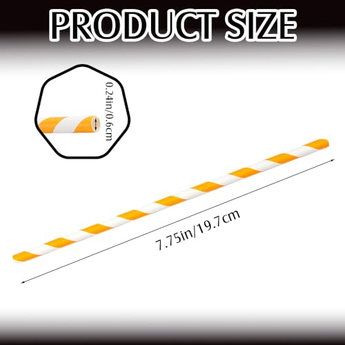 300 pitillos de papel rayados naranjas 19.7 cm miniatura 2