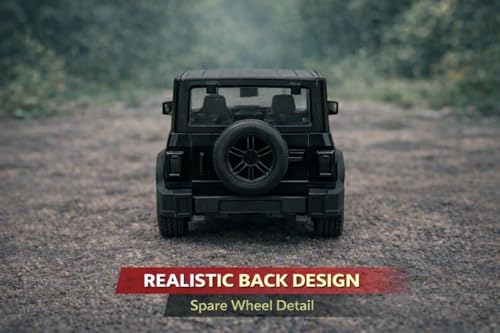 Image of Brand Conquer Defender 1:36 Diecast Model | Openable Doors, Bonnet & Boot for Kids and Collectors | Alloy Metal Car Toy | Perfect for Play & Display (Thar Black)