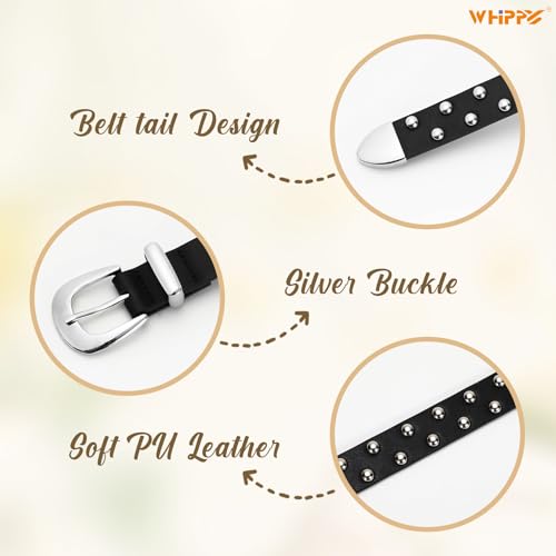 WHIPPY Women's Leather Belt Fashion Punk Studded Belt for Women for Jeans Pants Dresses3