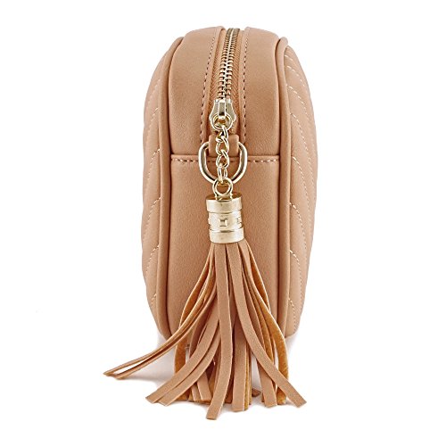 Image of Simple Shoulder Crossbody Bag With Metal Chain Strap And Tassel Top Zipper
