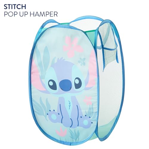 Image of Disney Stitch Pop Up Hamper - Collapsible Laundry Basket with Durable Carry Handles - 21'' x 13.5'' - Lightweight Storage Bin for Kids, Nursery, Bedroom & Toys
