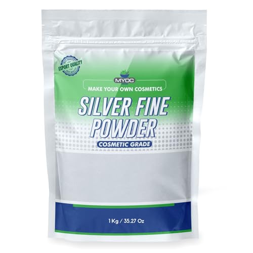 Myoc Silver Fine Powder | Cosmetic Grade | Ultra-Fine Metallic Powder for DIY Skincare & Formulations - 1 Kg / 35.27 Oz