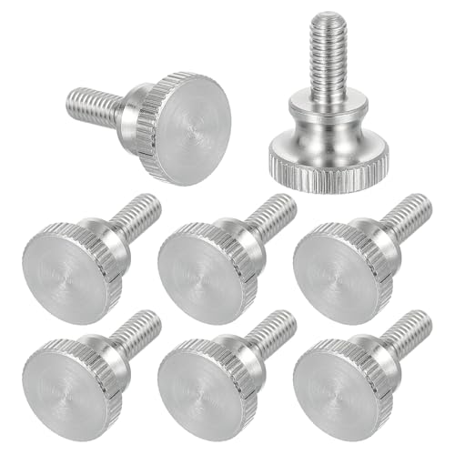 sourcing map Lot de 8 vis moletées M5 x 10 mm, vis moletées à tête diamant en acier inoxydable 304, boulons à tête moletée métriques avec boutons de préhension à l'épaule, attaches filetées serrées à