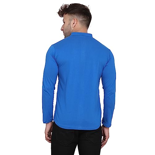 Image of Geum Men's Mandarin Collar Shirt | Slim Fit Full Sleeve Casual Shirt with Printed Chest Logo | Soft Cotton Blend Stylish Button Down for Party, Office