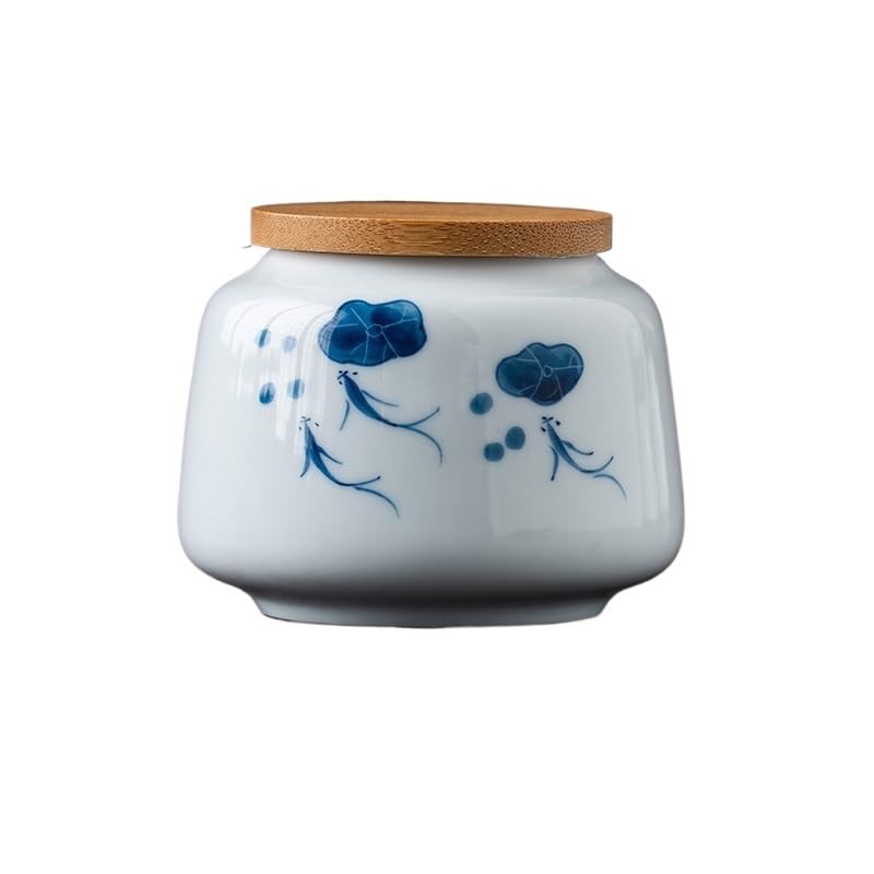 Latas de té de cerámica pintadas a mano, pequeñas latas de té vacías portátiles, latas selladas a prueba de humedad for el hogar, tarro de almacenamiento de té(B)