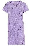 Zeitlos Nachthemd Damen Kurzarm Schleife Herz Punkte Schlafshirt, Farbe:Flieder, Größe:XL