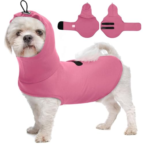 Image of X-Small Anxiety Vest for Dogs,Sleeveless Lightweight Calming Shirt |Adjustable with Chest & Hood for Puppy,Anti-Anxiety Clothes for Noise,Fireworks,Storm(Rose)