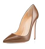  EDEFS Escarpins Stiletto Style a Bout Pointu Talon 12 cm Femmes Marron Taille 45
