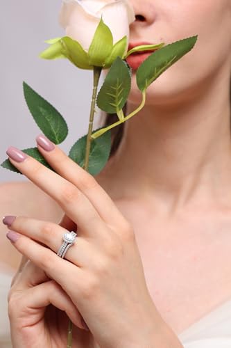 Moissanite Wedding Ring Set for Women, Pear Shaped 1CT D Color VVS1 Clarity Sterling Silver Engagement Bridal Jewelry for Travel4