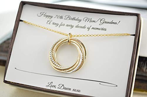 70th birthday gift for mom and grand mom, 7 mixed metal…