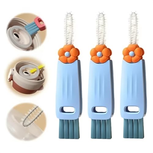 Image of 3 in 1 Cup Lid Cleaning Brush, 2025 New Multifunctional Water Bottle Cleaner Brush Set for Bottle Gap Tight Spaces Cup, Portable Cup Lid Gap Cleaner, Home Kitchen Crevice Brush Tools