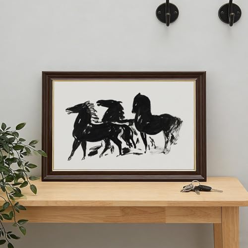 Tableau animaux modernistes trois chevaux noirs pour sublimer le design d'un salon - 7