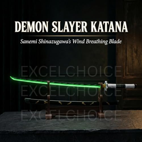 Image of Wooden Sword /Katana Toy Life Size Nichirin 104CM Bamboo Wood Sanemi Katana Toy