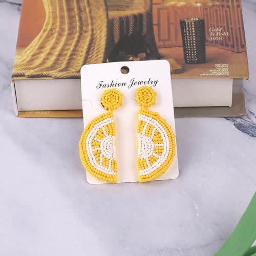 Fruit Earrings for Women Cute Orange Lemon Beaded Earring Handmade Beaded Fruit Drop Dangle Earring Boho Summer Beach Jewelry3