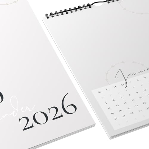 Fotokalender 2026 zum selbstgestalten (Bastelkalender 2026 im A4 Format) - DIY Kalender zum selber gestalten von Januar bis Dezember mit Ferienübersicht - Ideal als Geschenk - Einfarbig