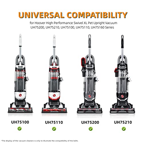 Jedeleos Replacement Belts For Hoover High Performance / Elite Swivel Xl Pet Upright Vacuum Uh75200, Uh75210, Uh75250, Uh75110, Uh75100, Uh75150, Uh75160 Series (Pack Of 2) #TOP2