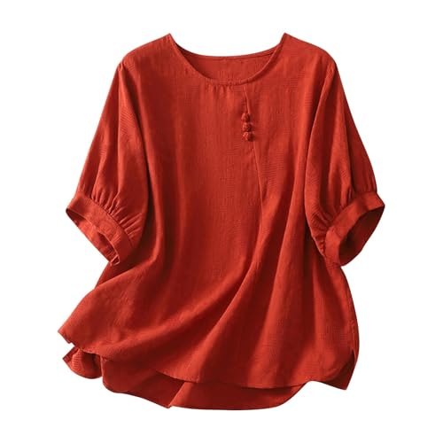 Turtle Neck Linen Tops for Women Fall Summer Short Sleeve Plain Tops Shirt Blouses Women 2025 Y2K