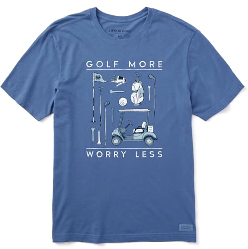 T-shirt de golf à manches courtes pour homme Life is Good bleu