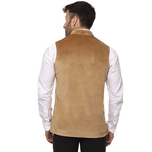 Image of Veera Paridhaan Men's Velvet Solid Green Nehru Jacket NEW