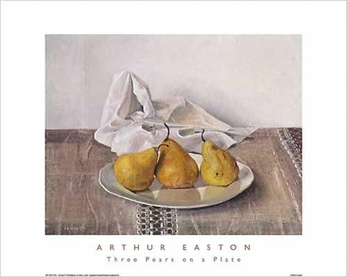 Three Pears on a Plate by Arthur Easton Poster Print, 20x16