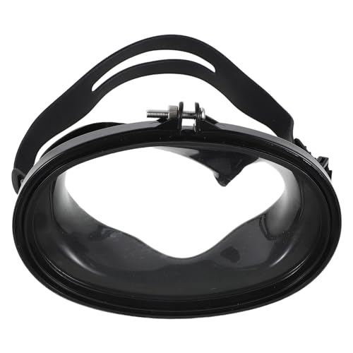 PAMINGONO Gafas de Buceo para Pesca Lente Única de Vidrio Templado, Marco PP Negro, Antivaho, Protección UV, Diseño Cómodo y Ajustable para Adultos y Jóvenes, Equipo Portátil para Snorkel