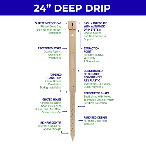 Underhill Deep Drip Irrigation Stake 24-1/2-Inch, Watering Spike For Trees With Medium Depth Roots, Drip System Parts Tubes, A-Dd24, Single #TOP4
