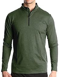 Camiseta de manga larga con cremallera de 1/4 para...: Material: 90% poliéster + 10% elastano; secado rápido, transpirable, duradero, ligero, suave y elástico, resistente a las arrugas. Estilo clásico: solapa con cremallera de un cuarto, diseño de cuello alto, mangas largas, cuello alto con protector de ...