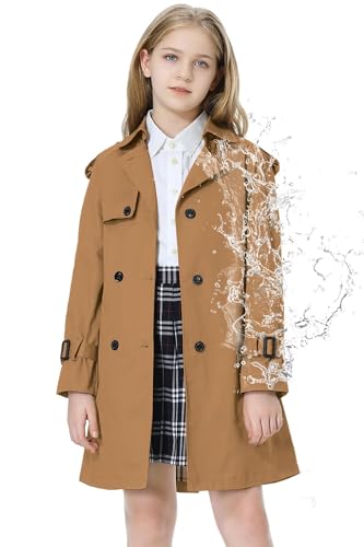 Image of Betusline Womens & Girls Waterproof Trench Coat Double Breasted Lapel Overcoat Outerwear, 3 Years - Women 2XL