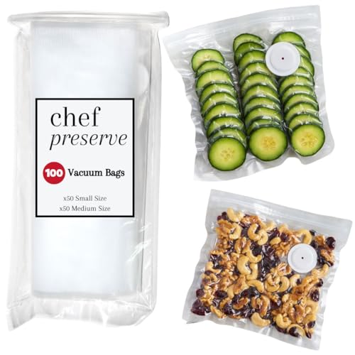 Image of Chef Preserve Reusable Vacuum Sealer Bags for Food - 100 BPA-Free Food Storage Bags, Freezer, Microwave - Odor-Resistant, Leak-Proof - Compatible with Chef Preserve Vacuum Sealers