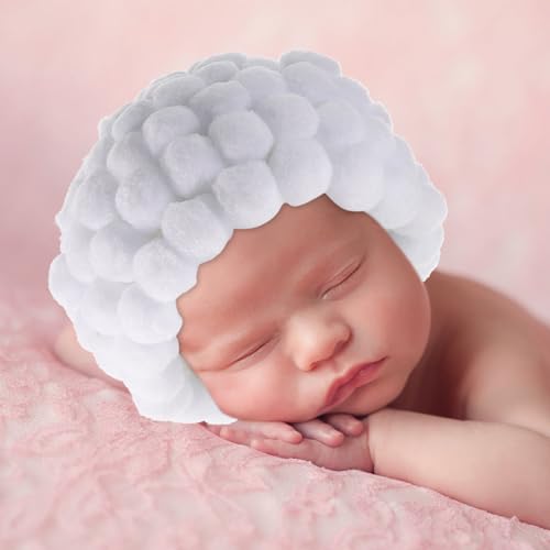 Gorro de lana blanco PRETYZOOM para niños de 46-50cm con diseño de peluca 7
