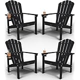 THOEOE Stackable Adirondack Chair Set of 4, HDPE...