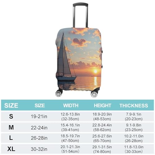 Sailboat And Sunset Printed Luggage Cover Protector, Fits 18-32 Inch Luggage2