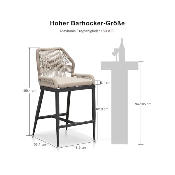 PURPLE LEAF Outdoor-Barhocker Anthrazit 2er-Set
