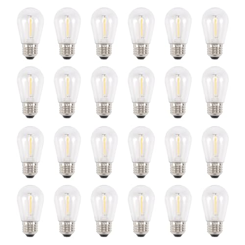 Diheohg Confezione da 24 lampadine a LED S14 da 3 V, infrangibili, per esterni, a energia solare, a forma di catena luminosa