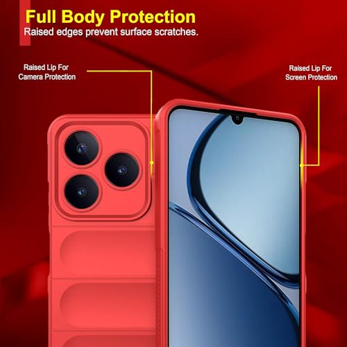 Image of Amazon Brand - Solimo Mobile Cover for Realme C63 4G / Narzo N63 4G | Full Camera Protection | Liquid Silicon Case | Flexible Bumper Case for Realme C63 4G / Narzo N63 4G (Red)