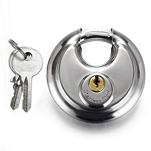70mm Discus Lock 2-3/4 Stainless Steel Round Padlock Heavy Duty Rust-Proof Disc Padlock