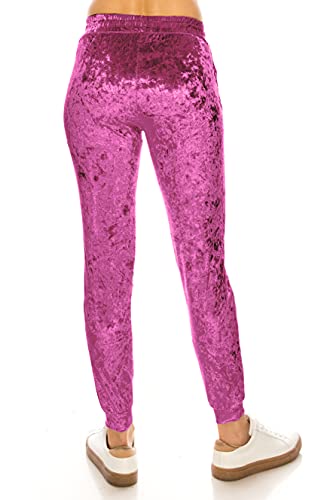 ALWAYS Women Velvet Jogger Pants - Crushed Velour Solid Basic Premium Soft Stretch Warm Winter Sweatpants Joggers Lavender Small - image 5