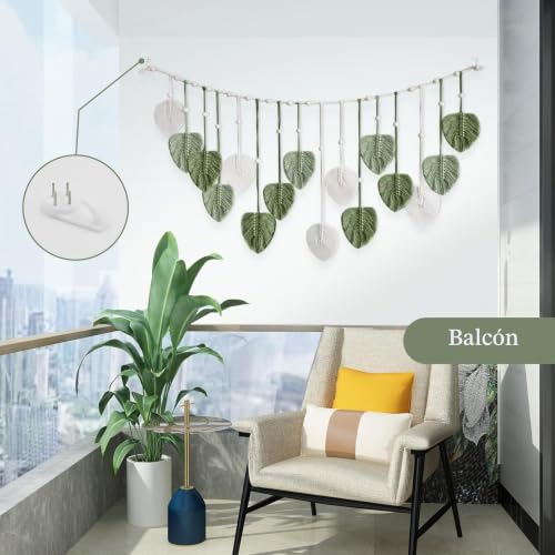 Tapiz de macramé tejido a mano estilo Boho Deko con sutiles detalles de luces 4