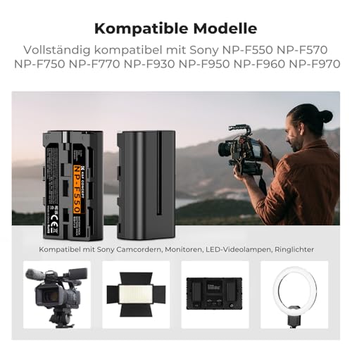 K&F CONCEPT NP-F550 2er-Pack 2200mAh Akkus und LED Ladegerät Kit – Ansicht 4