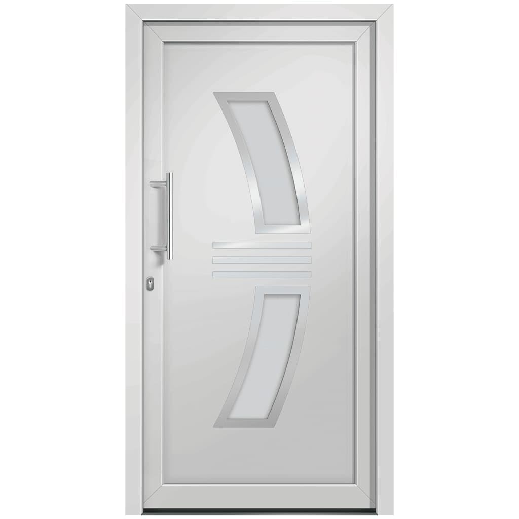 Porta di Ingresso Bianca, 98x208 cm con isolamento termico ISO 4-12-4, telaio in PVC e alluminio con rinforzo in acciaio 1,2 mm, cerniere 3D regolabili e 5 serrature a fungo, per abitazioni residenzia
