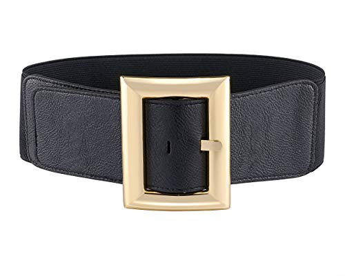 Ayliss Women Wide Elastic Dress Belt Stretch Waist Belt Vintage Fashion Cinch Belt Buckle Retro PU Leather Waistband Cosplay