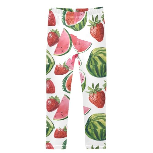 Boccsty Cute Watercolor Watermelon Strawberries Girls Leggings Kids Yoga Pants Dance Active Tights 4T