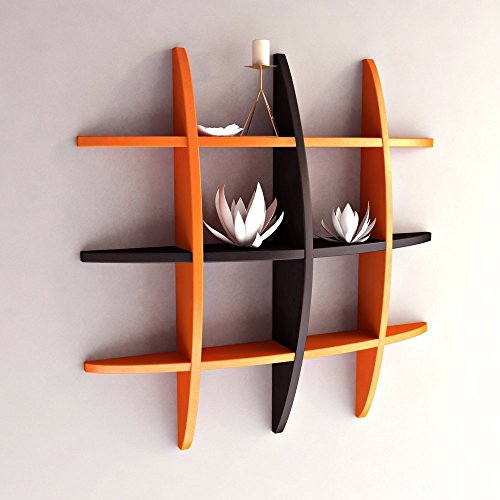 Image of Santosha Decor Home Decor Globe Shape Floating Wall Shelves /Rack Self /Book Shelf /Living Room Shelves - Black /Orange