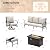 VICLLAX Patio Furniture Set 6 Pieces Outdoor Conversation Set, 3-Seat Sofa with 44.8" Fire Pit Table, 2 Swivel Sofa Chairs and 2 Ottomans for Garden, Poolside, Backyard, Beige Cushion