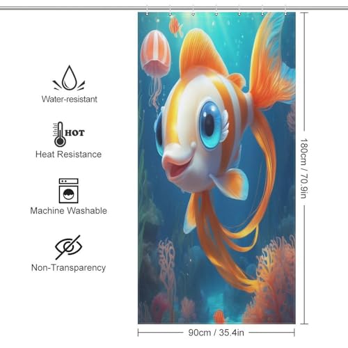 Rideau de douche poisson lavable pour stopper les éclaboussures d'eau - 4