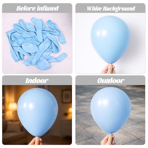 Image of Voircoloria 90pack Light Blue Balloons Different Size 18 /12 /10 /5 Inch Baby Blue Balloon Garland Arch Kit for Boys Girls Birthday Party, Baby Shower, Wedding, Gender Reveal, Baby Shower Decorations