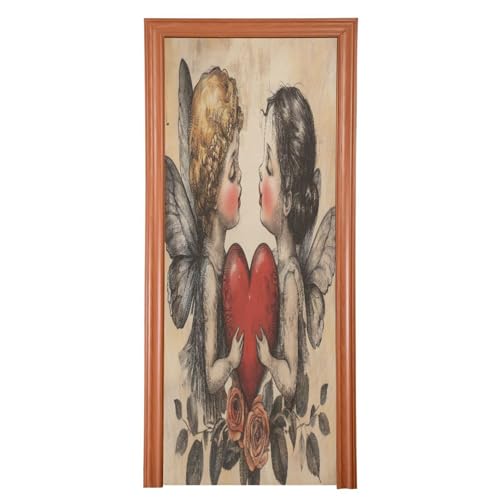 FLildon Love God Valentine's Day Door Cover Decoration, Party Accessory Porch Decor for Festive Ornament Room Door Covers 35 x 79 Inch