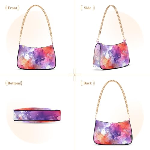 Bolso de hombro para mujer naranja y morado miniatura 3