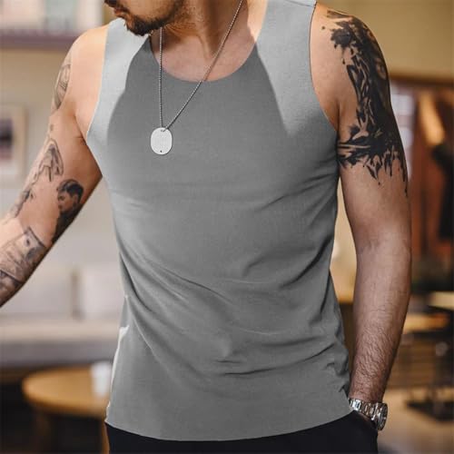 Camiseta sin mangas interior hombre con forro polar suave y chaleco casual sin costuras elástico 2